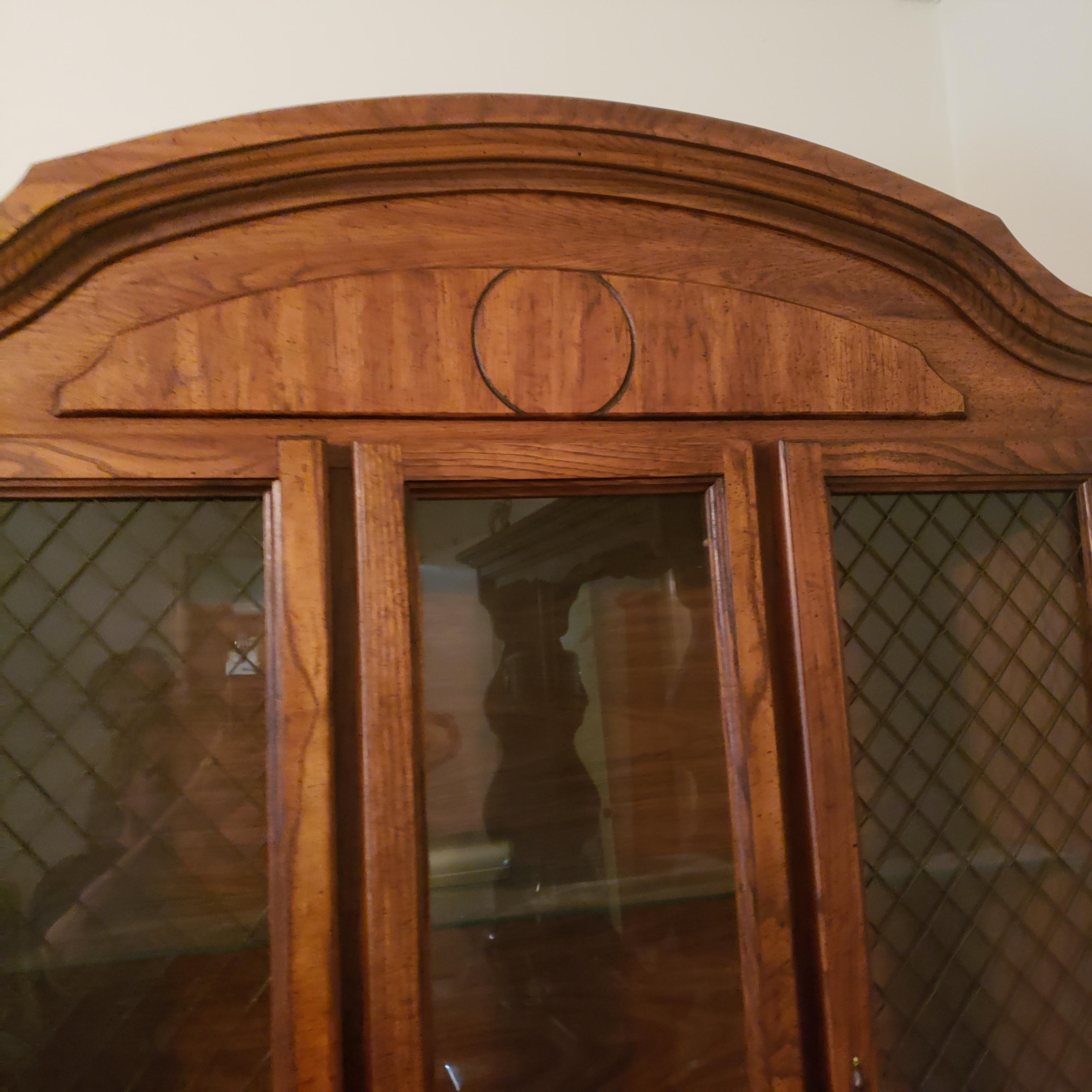 Lighted 2 Piece Curio Cabinet with Glass Shelves