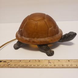 Cast Iron and Glass Turtle Lamp
