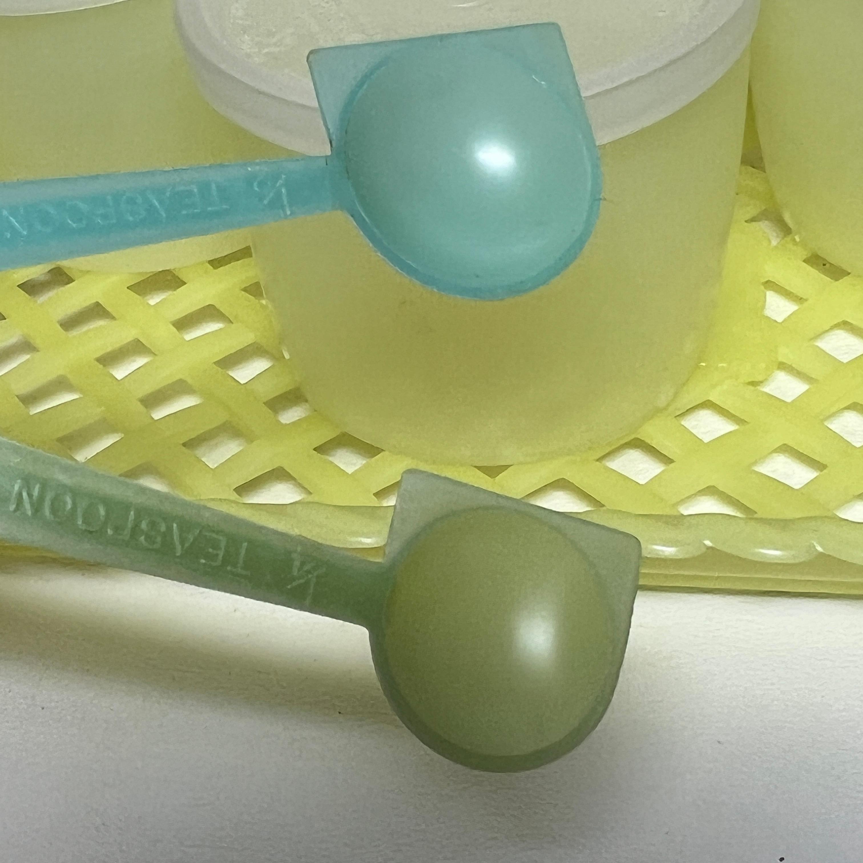 Early Tupperware Tray, Stackable Cups w/Lids, Measuring Spoons & Utensils
