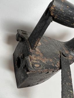 Antique Iron with Wooden Handle - Cast Iron