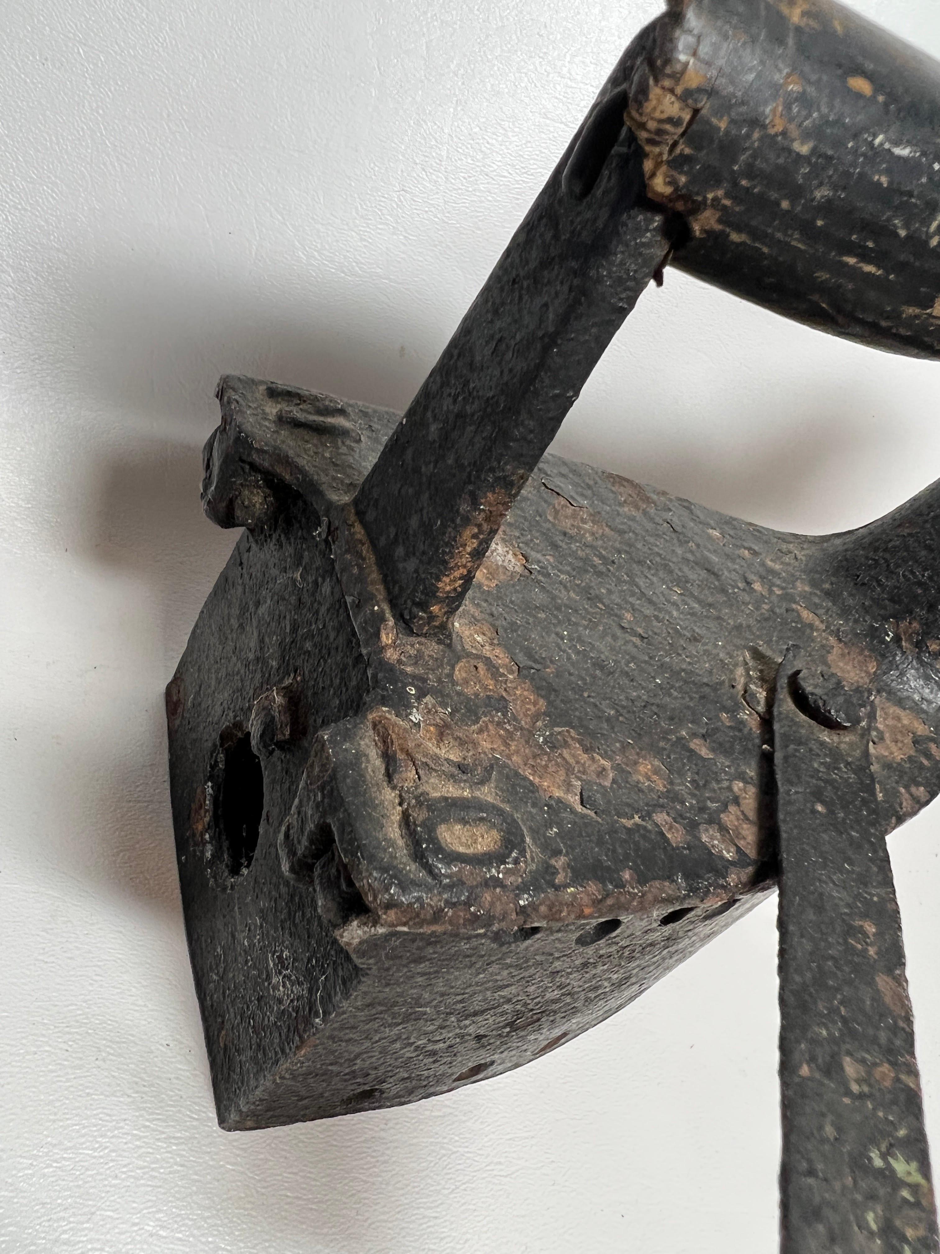 Antique Iron with Wooden Handle - Cast Iron