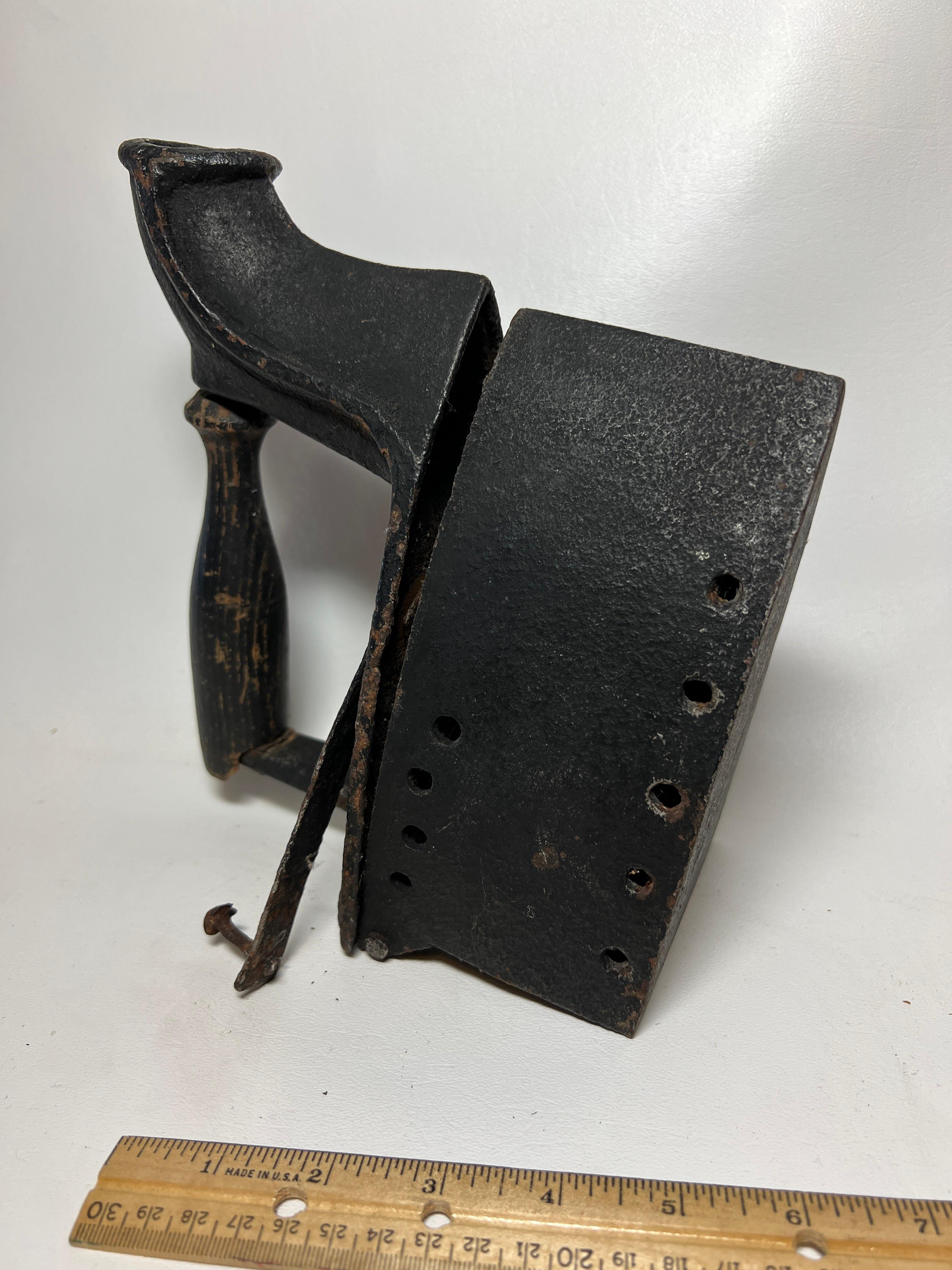 Antique Iron with Wooden Handle - Cast Iron