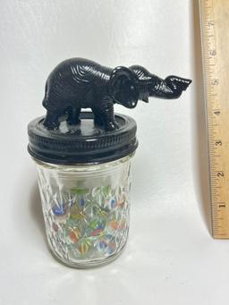 Lot of Marbles in Elephant Jar
