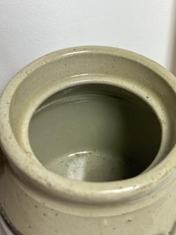 Lidded Pottery Crock with Handle