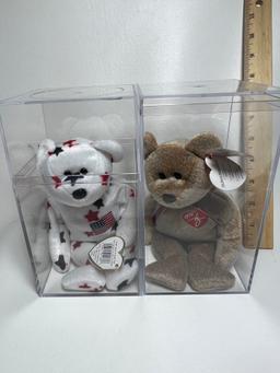 Pair of Ty Beanie Babies Bears in Plastic Cases
