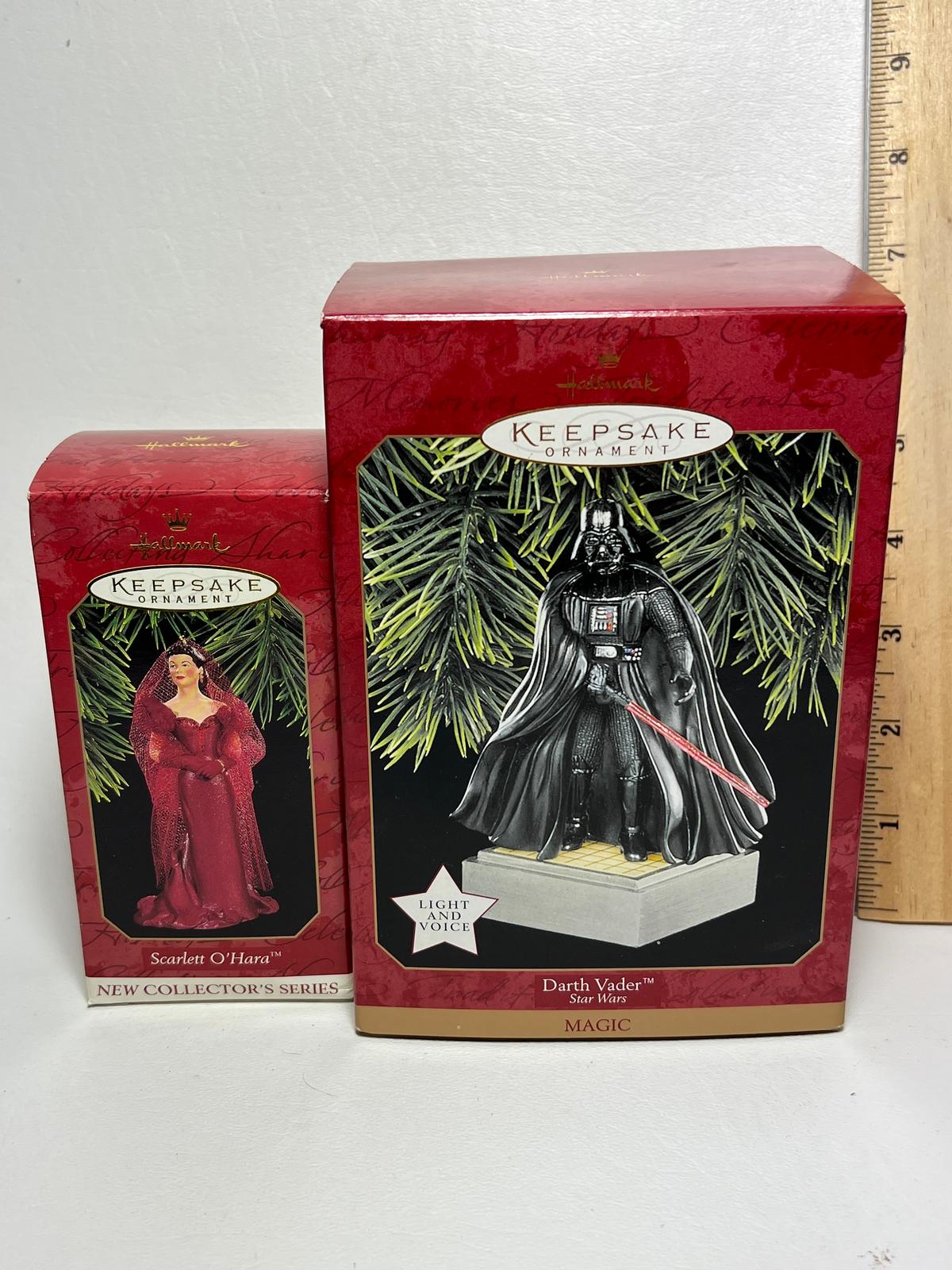 Pair of Hallmark Keepsake "Scarlett O'Hara & Darth Vadar" Ornaments