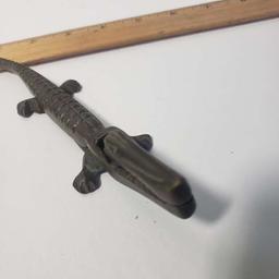 Vintage Brass Alligator Nutcracker
