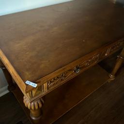 Beautiful Carved Wood Server with 2 Drawers