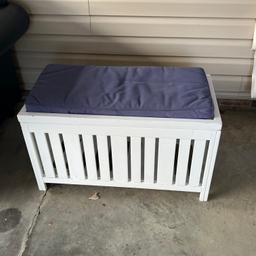 White Wooden Bench with Storage