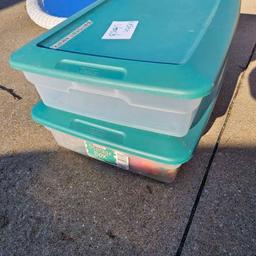 Lot of 2 Under Bed or Craft Storage Totes