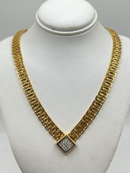 Gold Tone V-Shaped Choker with Clear Rhinestones