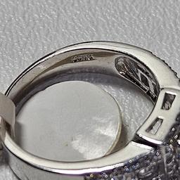 Sterling Silver Ring with Clear Stones, Size 8