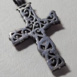 Vintage Native American Style Heavy Sterling Silver Multi Stone Cross Pendant