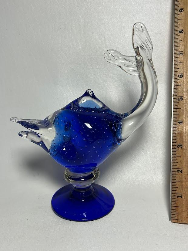 Art Glass Cobalt Fish Figurine