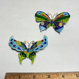 Pair of Colorful Enamel Butterfly Magnets