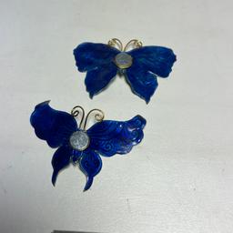 Pair of Colorful Enamel Butterfly Magnets