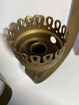 Pair of Retro Scroll Candlestick Wall Sconces