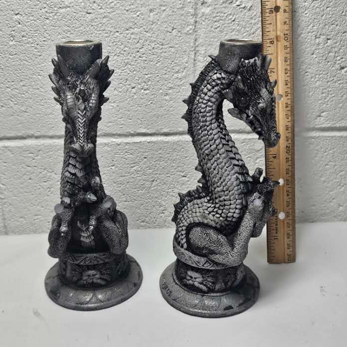 Pair of Resin Dragon Candlesticks Holders
