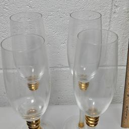 Set of 4 Mouth Blown Champagne Glasses