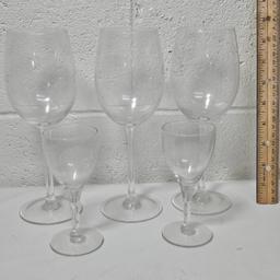 Lot of Etched Glass Stemware