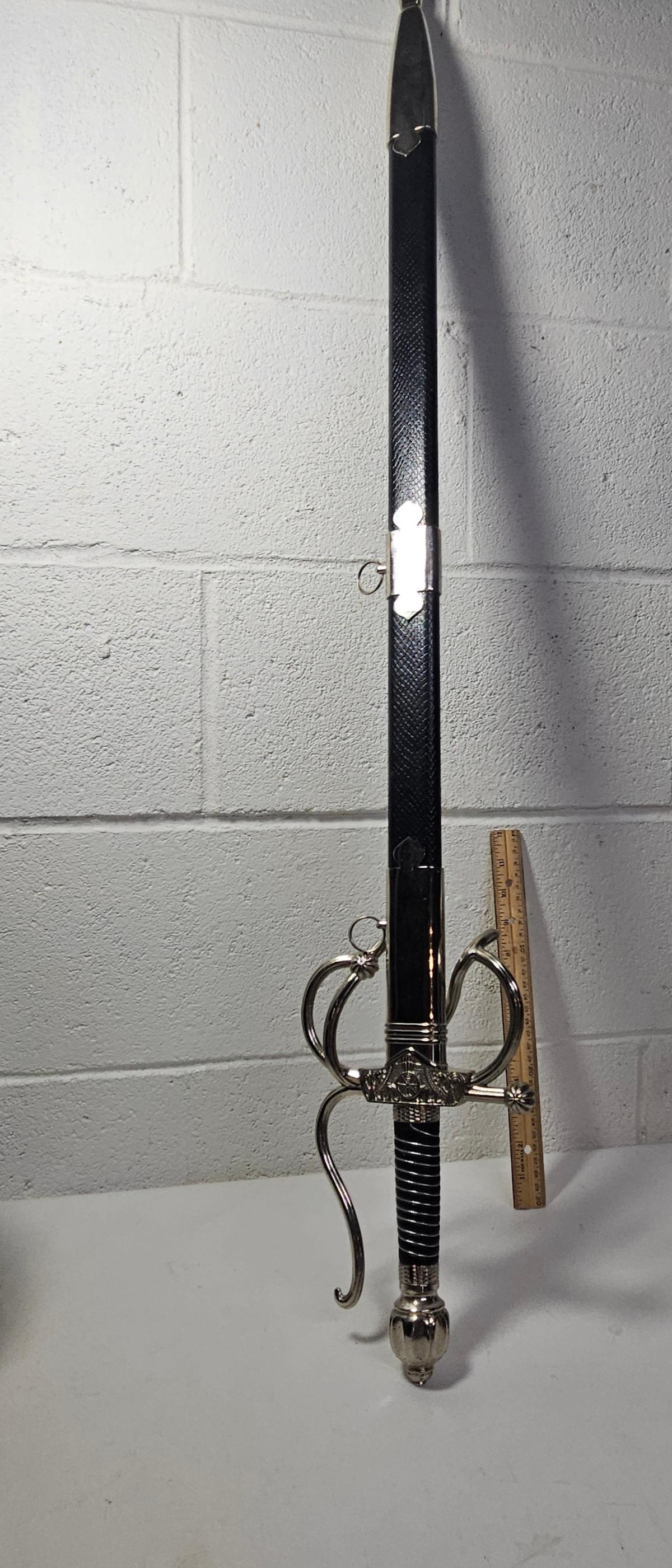 Replica Medieval Warrior Rapier Sword with Ornate Scabbard