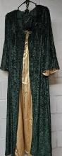 Green Velvet with Gold Accents Medieval Renaissance Costume with Gold Dress