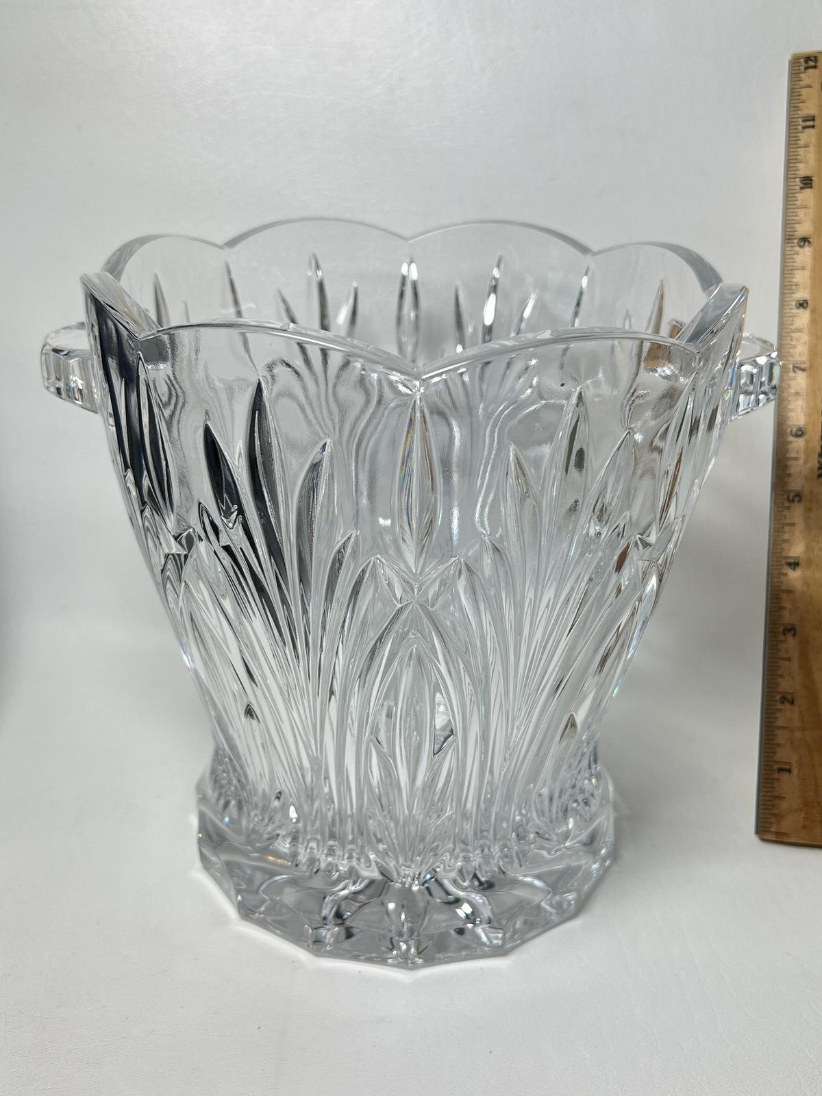 Bohemian Czech Heavy Lead Crystal Double Handled Ice Bucket