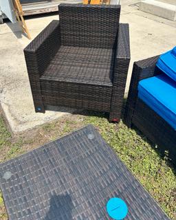 Brown wicker patio set