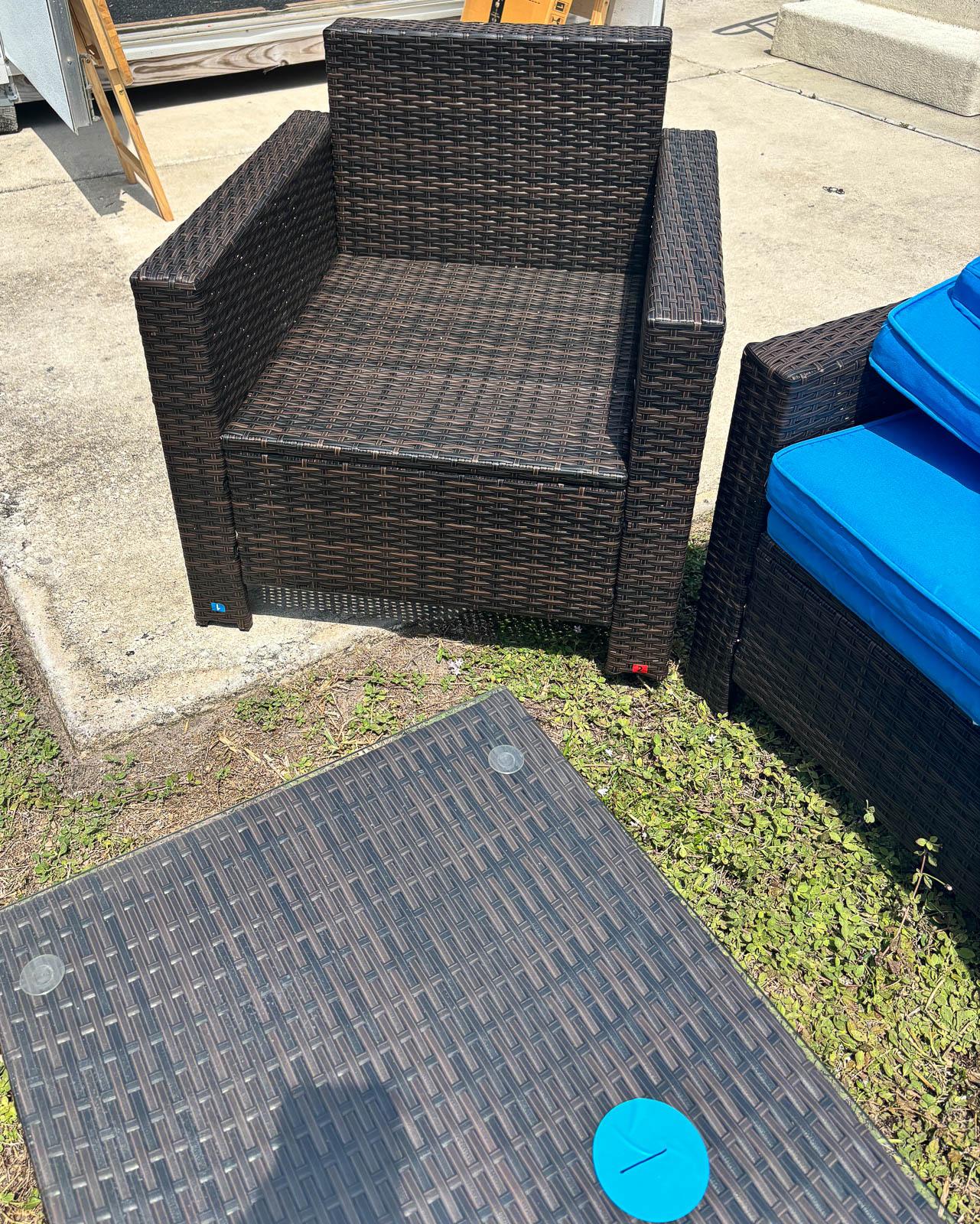 Brown wicker patio set
