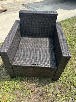 Brown wicker patio set