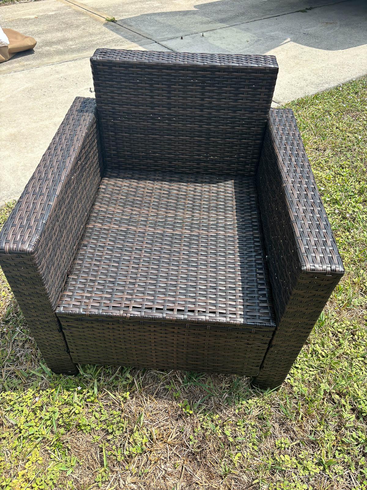 Brown wicker patio set