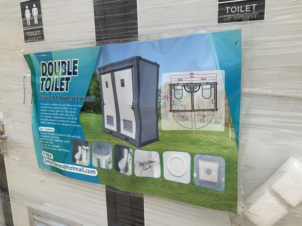 (1086)UNUSED PORTABLE TWO STALL TOILET