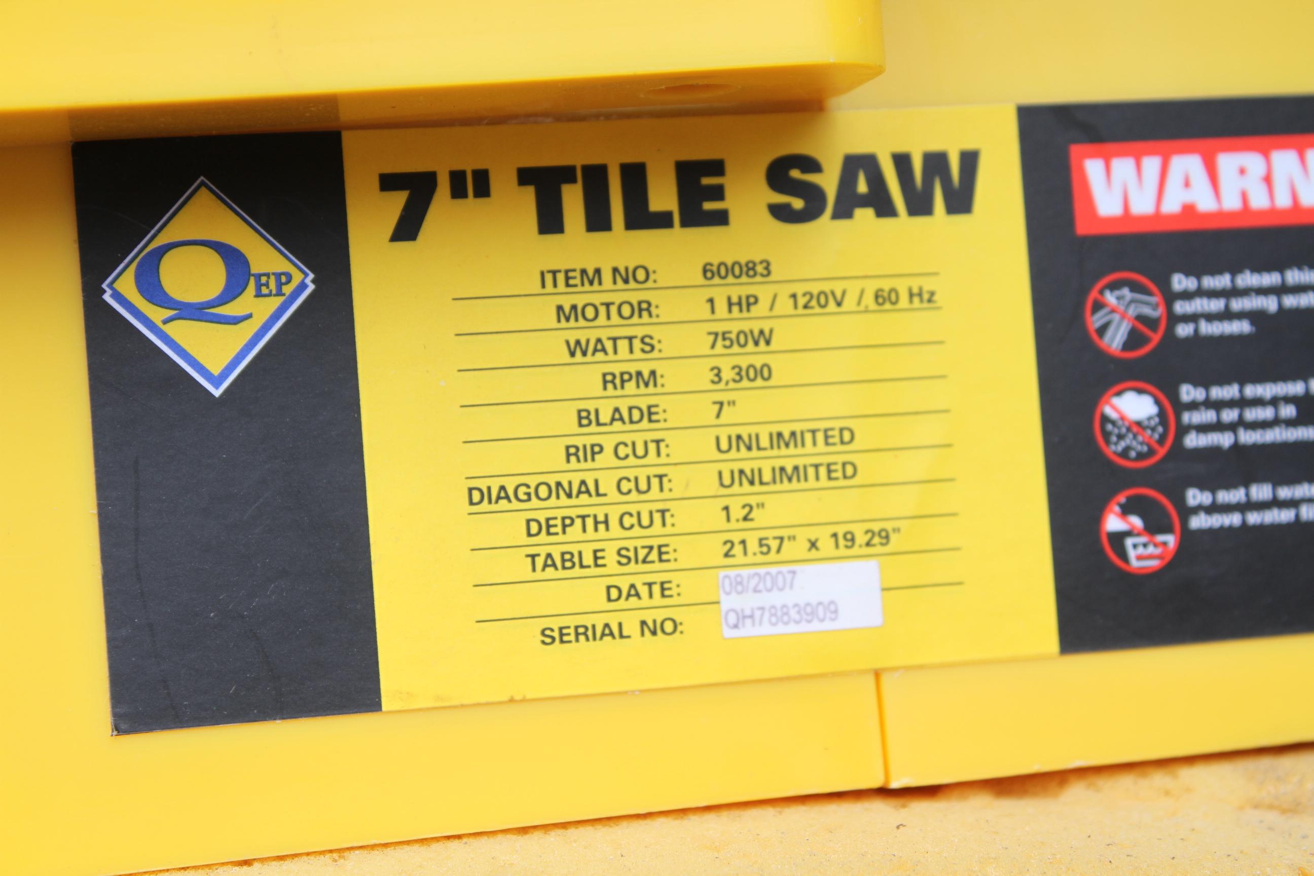NO RESERVE - QEP 7inch Tile Saw