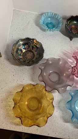 Some Fenton and some carnival glass bowls