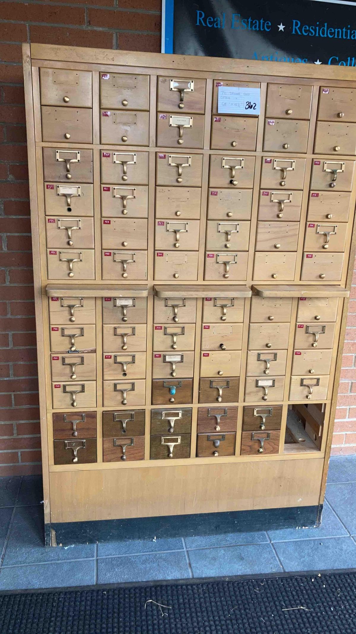 72 drawer card catalog 65"x 41 1/2"