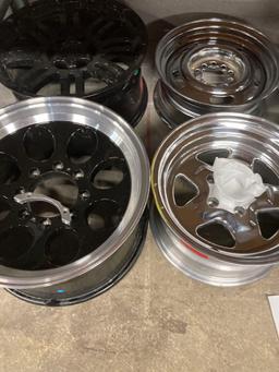large lot of wheels, two pairs one set of 4 5 singles