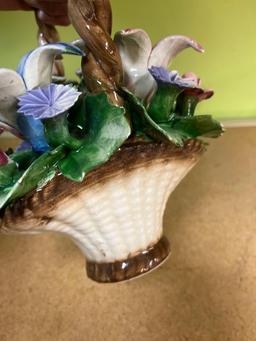 3 Capodimonte porcelain baskets and vase one has damage