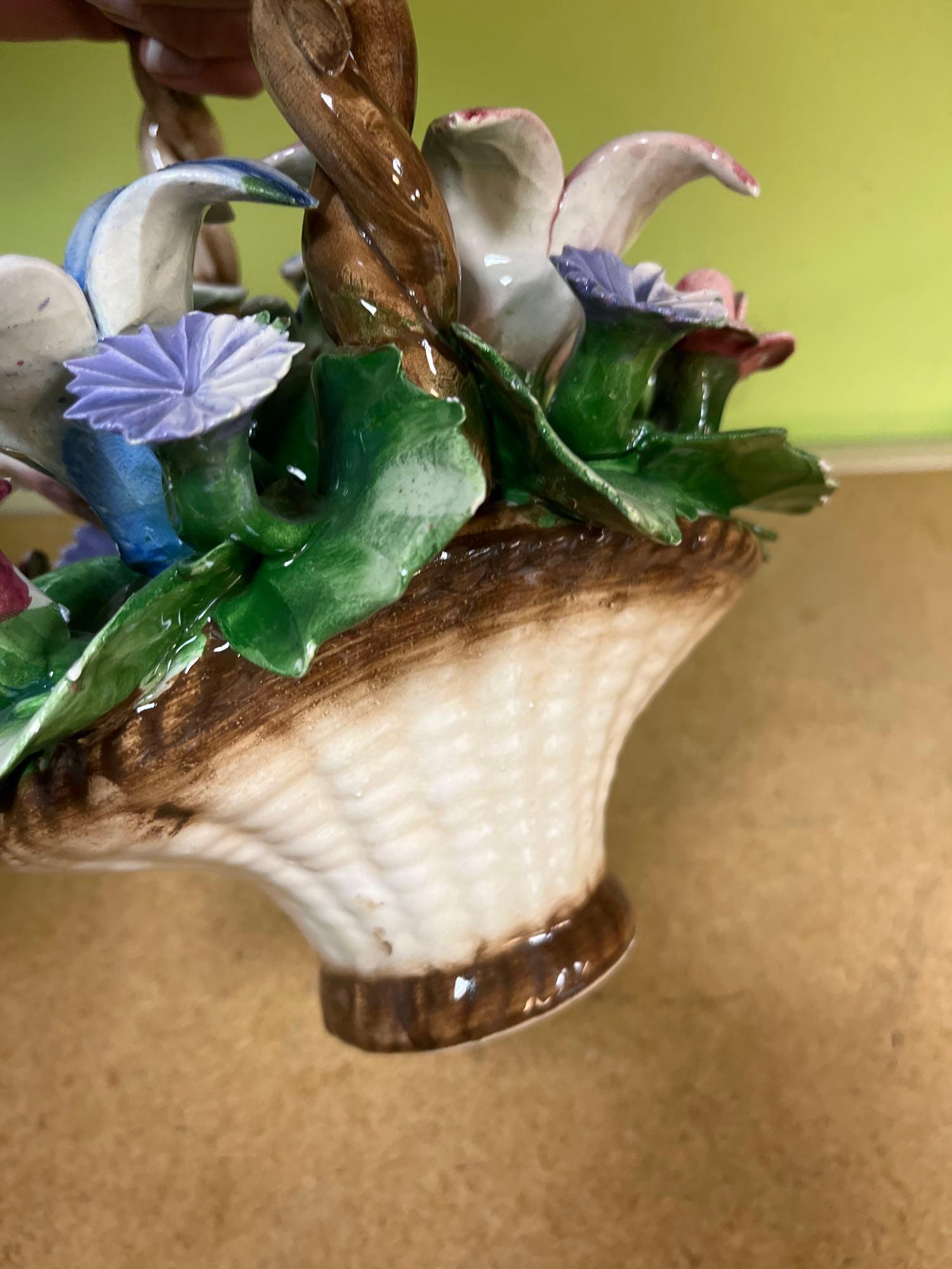 3 Capodimonte porcelain baskets and vase one has damage