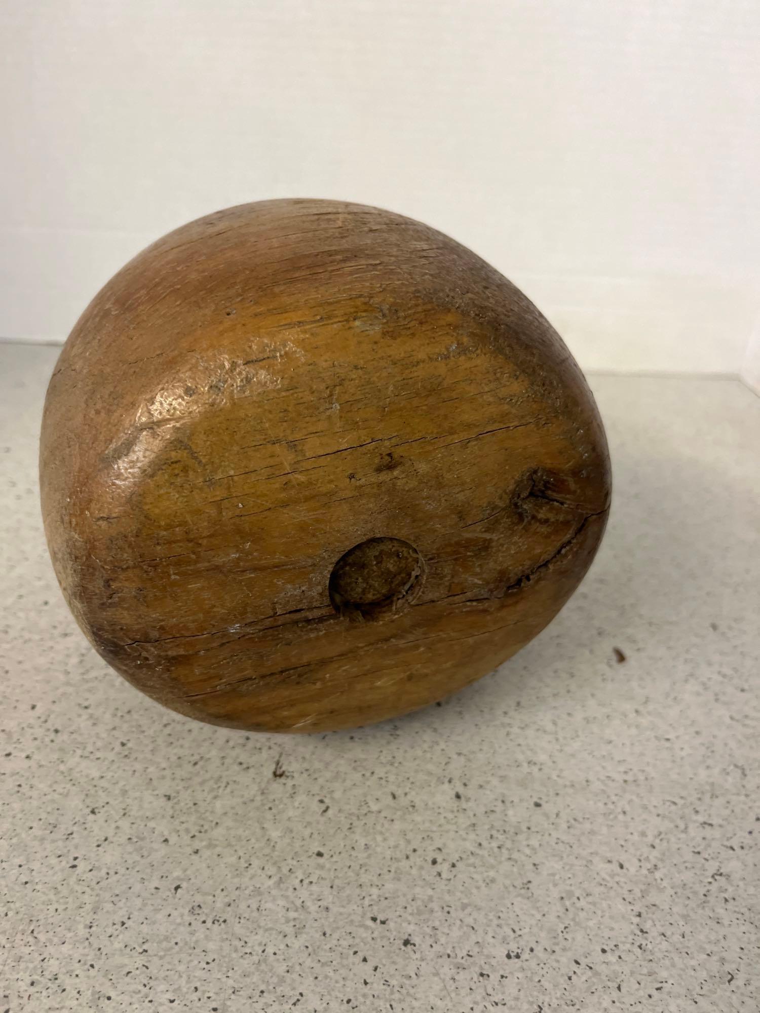 Mixed lot of old wood primitive decorators nut bowl large wood bowl pair of wood wall plates and