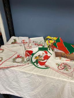 Teo flats of linens hankies napkins hand towels etc