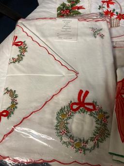 Teo flats of linens hankies napkins hand towels etc