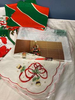 Teo flats of linens hankies napkins hand towels etc