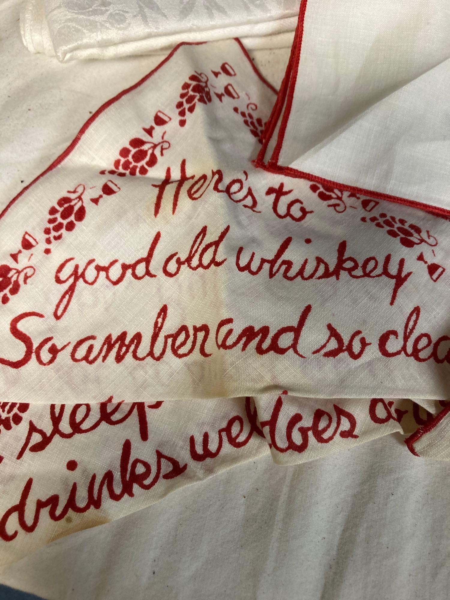 Teo flats of linens hankies napkins hand towels etc