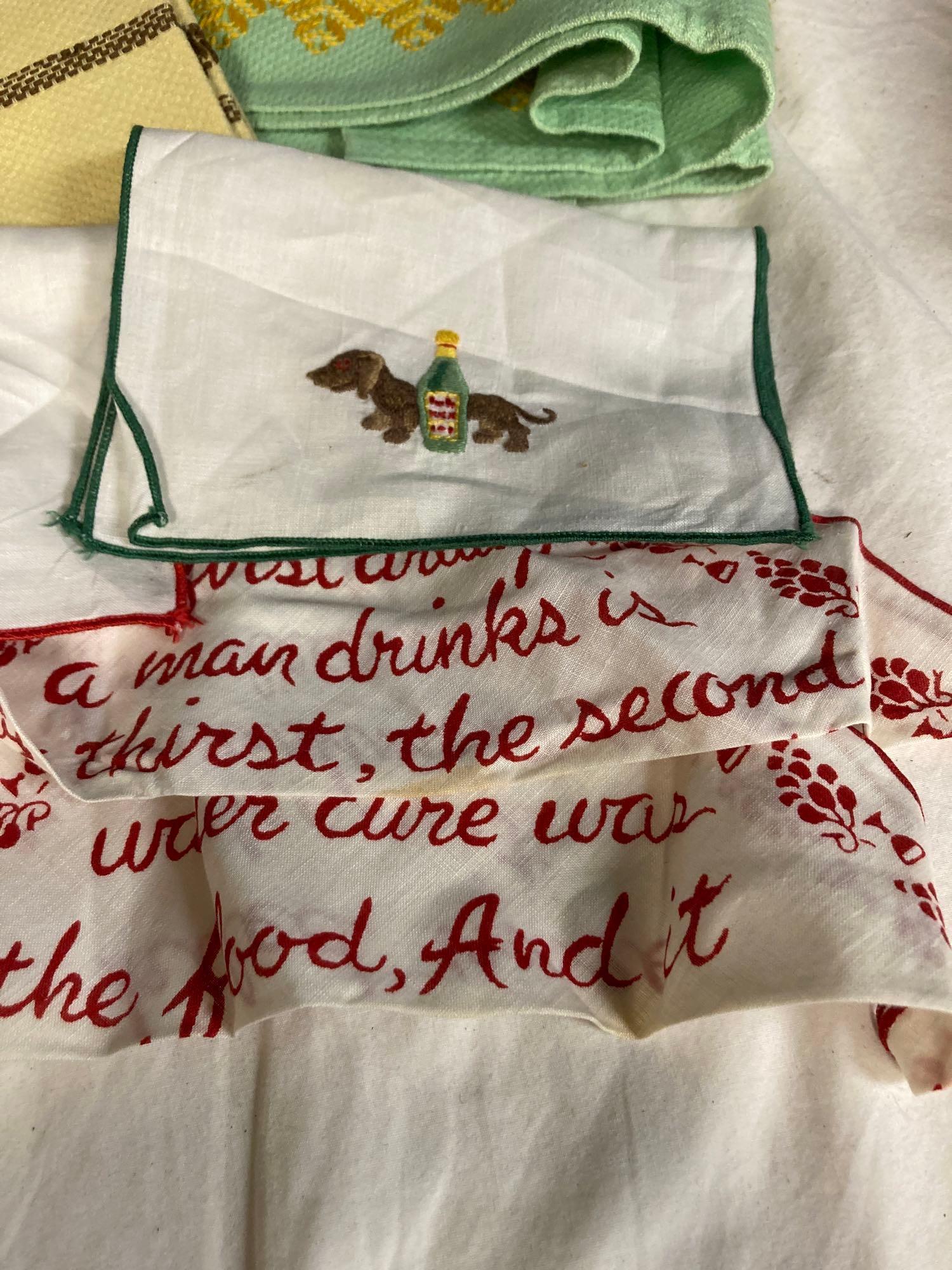 Teo flats of linens hankies napkins hand towels etc