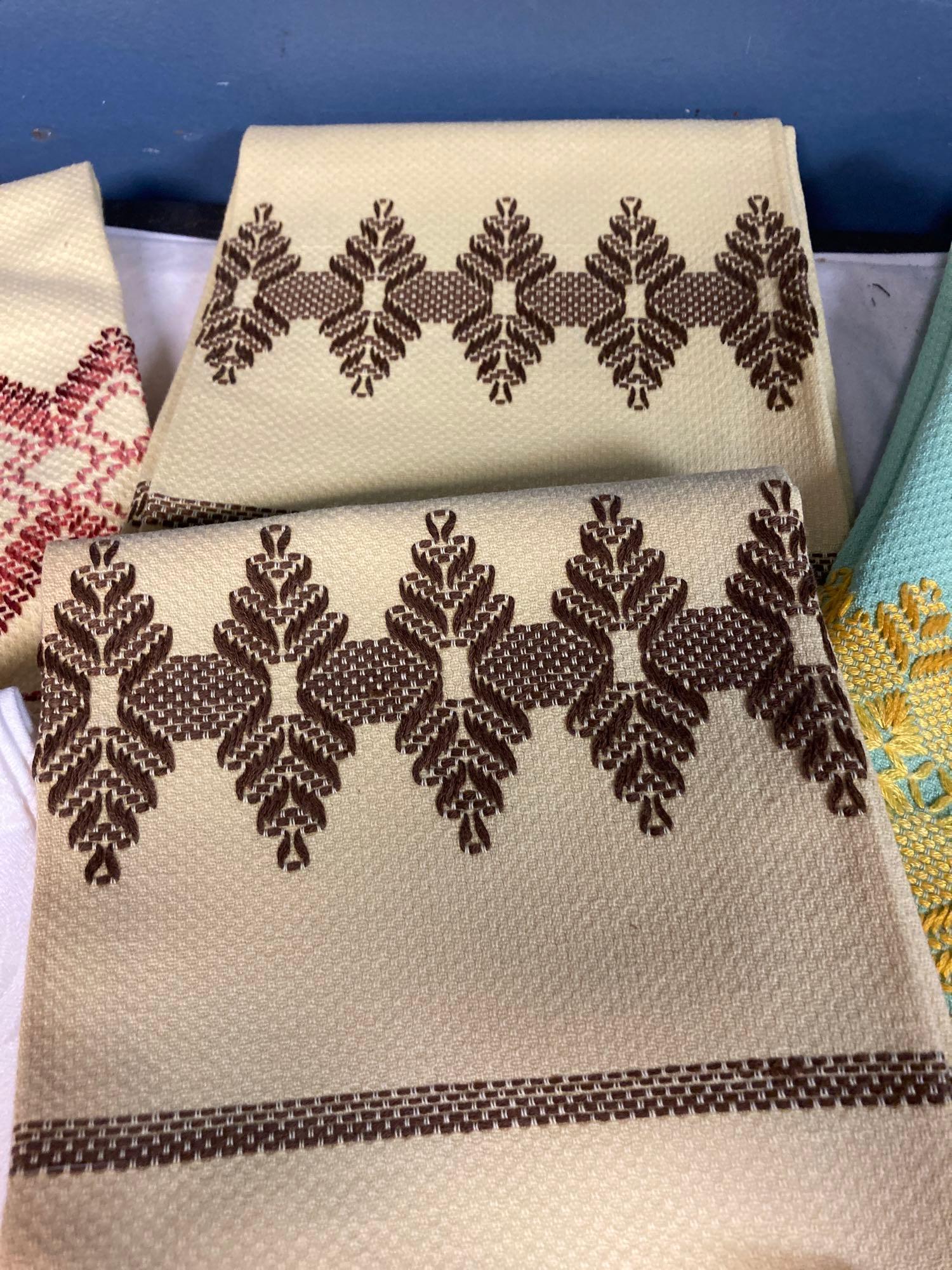 Teo flats of linens hankies napkins hand towels etc