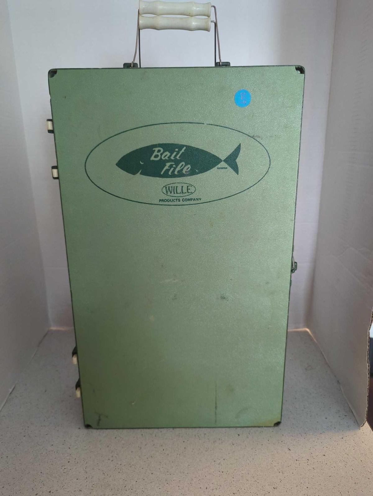 Vintage Bait File Willie products company filled with tackle