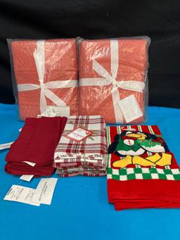 New in package Pottery Barn shams and new Christmas napkins