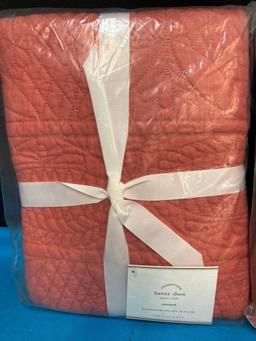 New in package Pottery Barn shams and new Christmas napkins