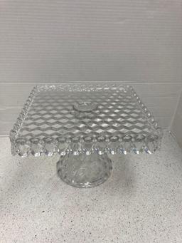 Fostoria American footed cake stand with Rum well