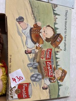 vintage Campbell Soup cloth dolls and other Campbell Soup items